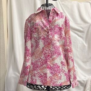 Elegant Pink Floral Button Down Shirt